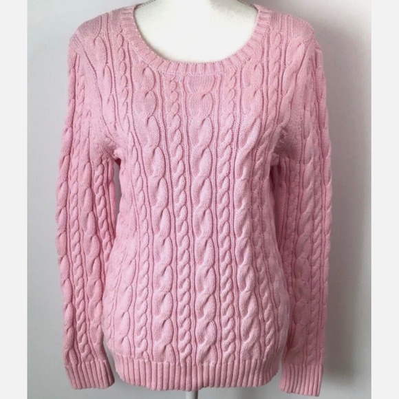 Lands End Cotton Cable Knit Sweater - Picture 1 of 7